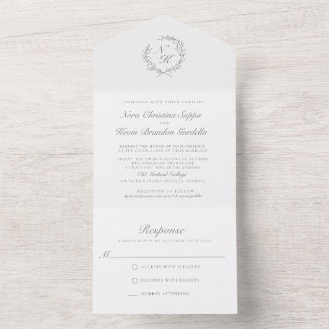 Invitación de boda elegante todo en uno (Interior)