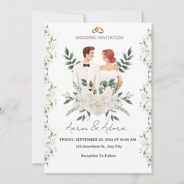 Invitación de Boda Elegante – Un Toque Moderno par (Anverso)
