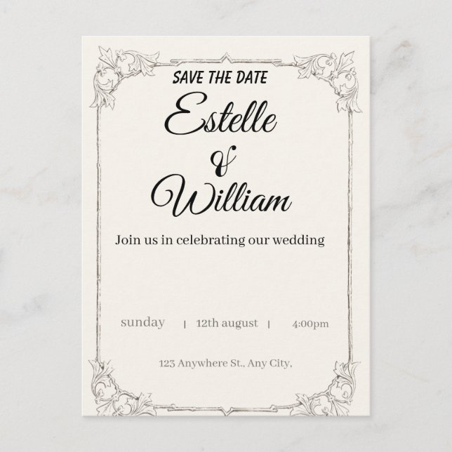 Invitación de Boda Elegante – Un Toque Moderno par (Anverso)