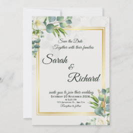 Invitación de Boda Elegante Vegetación Minimalista