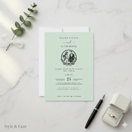 Invitación de boda elegante verde salvia etérea