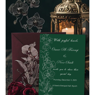 Invitación de boda elegante verde y floral