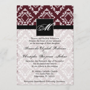 Invitación de boda elegante vintage damasco