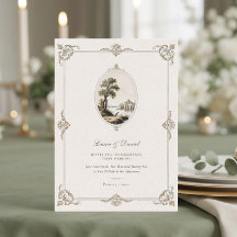 Invitación de boda elegante vintage de château fra