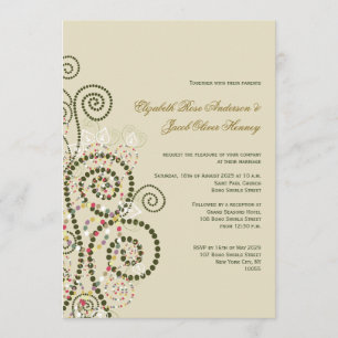 Invitación de boda elegante y boho con espirales v