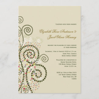 Invitación de boda elegante y boho con espirales v