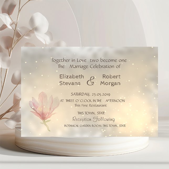 Invitación de boda elegante y chic de magnolia (Subido por el creador)