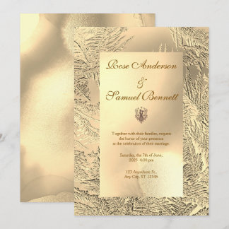 Invitación de boda elegante y chic de oro