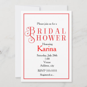 Invitación de boda elegante y chic en rojo y blanc