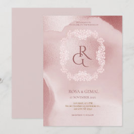 Invitación de boda elegante y chic rosa