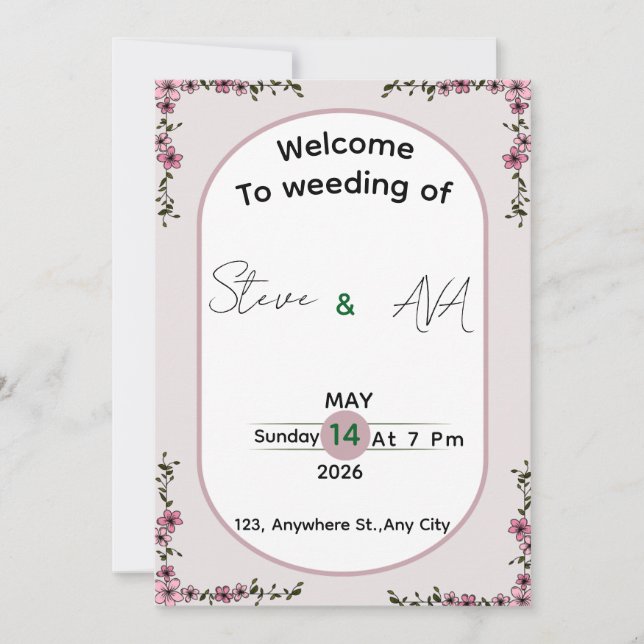 Invitación de boda elegante y colorida floral (Anverso)