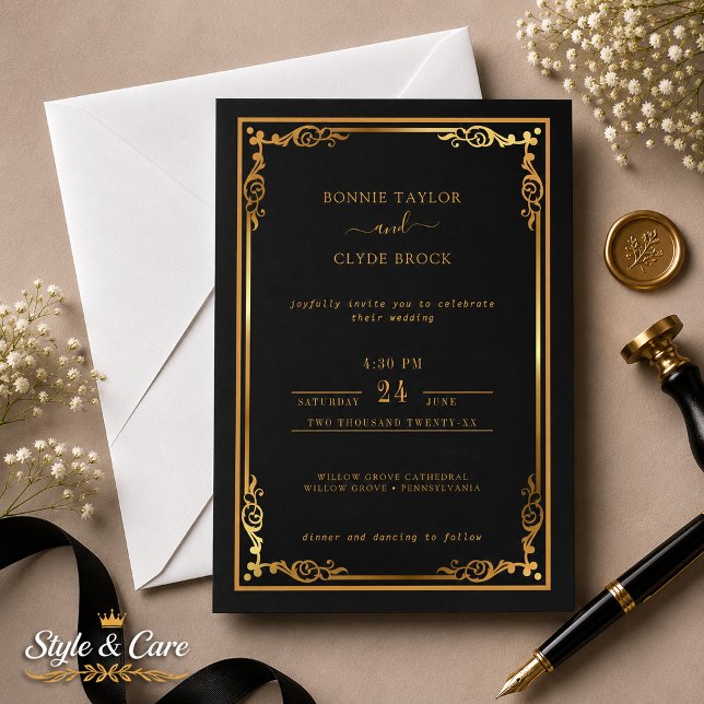 Invitación de boda elegante y con estilo con un to (Gorgeous Stylish Wedding Invite with Elegant Flair)