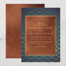 Invitación de boda elegante y con estilo en cobre,