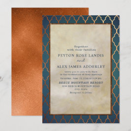 Invitación de boda elegante y con estilo en oro, a