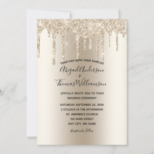 Invitación de Boda Elegante y de Moda con Brillo d