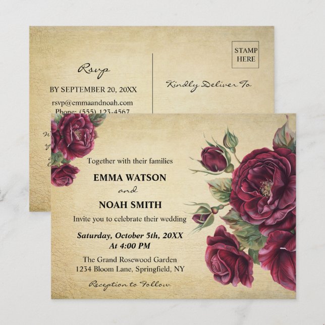 Invitación de Boda Elegante y Económica (Anverso / Reverso)