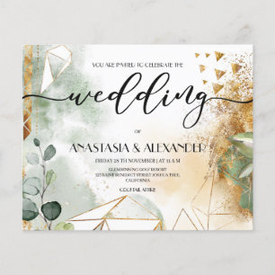 Invitación de boda elegante y económica. Folleto d