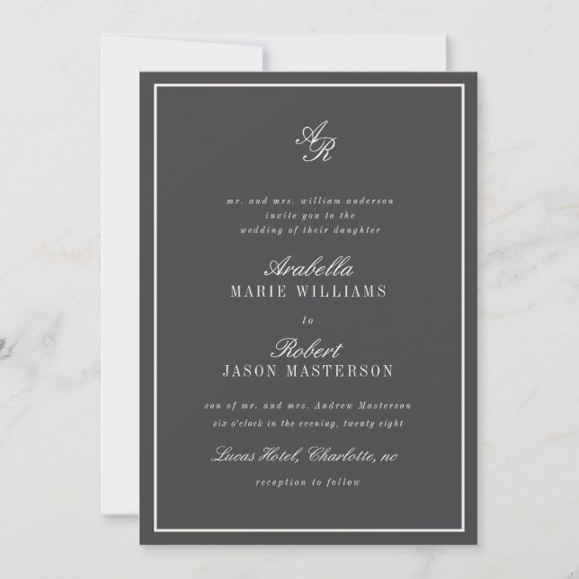 Invitación de boda elegante y lujosa (Anverso)