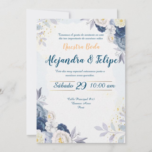 Invitación de Boda Elegante y Personalizada (Anverso)