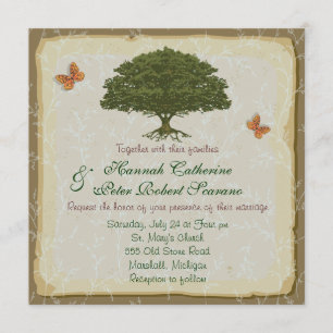 Invitación de boda elegante y rústica de roble