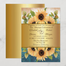 Invitación de Boda Elegantes Girasoles Dorados Chi