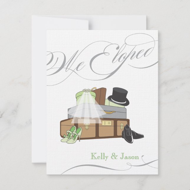 Invitación de Boda Elopement - Verde (Anverso)