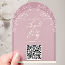 Invitación de boda en acrílico con código QR estil