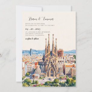 Invitación de boda en acuarela Barcelona España
