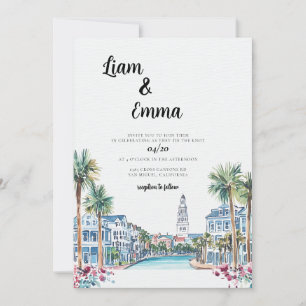 Invitación de boda en acuarela Charleston SC