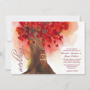invitación de boda en árbol de corazones