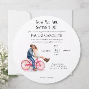 Invitación de Boda en Bicicleta Romántica Moderna