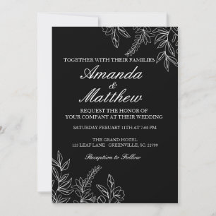 Invitación de boda en blanco y negro