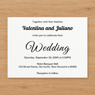 Invitación de boda en blanco y negro basada en tip
