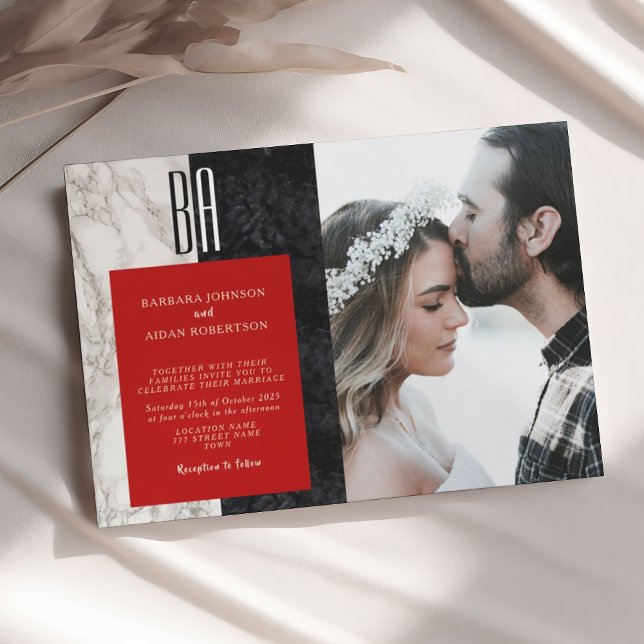 Invitación de boda en blanco y negro de foto moder (Subido por el creador)