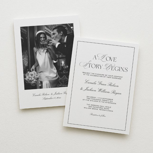 Invitación de Boda en Blanco y Negro Dinero Antigu (Subido por el creador)