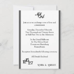 Invitación de Boda en Blanco y Negro Nos Casamos