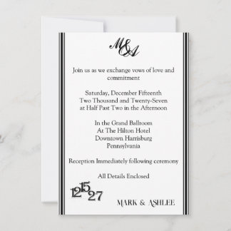 Invitación de Boda en Blanco y Negro Nos Casamos