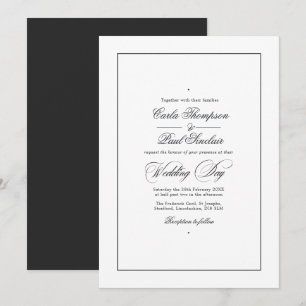 Invitación de boda en blanco y negro simplista
