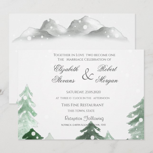 Invitación de Boda en Bosque de Madera (Anverso / Reverso)
