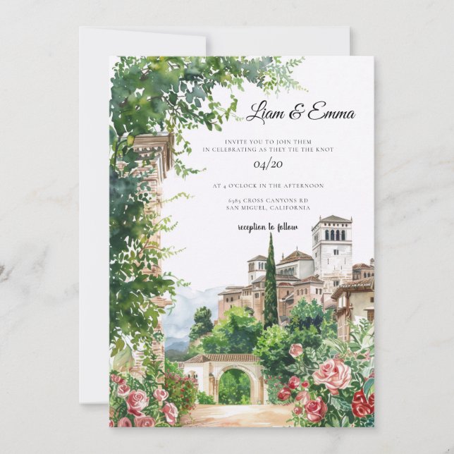 Invitación de boda en Castillo Español España (Anverso)
