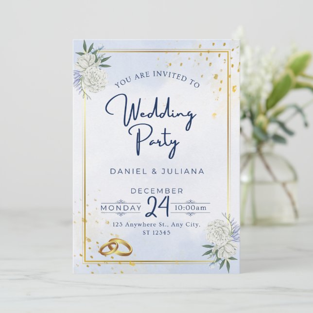Invitación de boda en colores suaves (Anverso de pie)