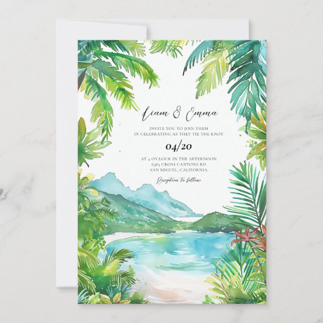 Invitación de boda en destino de isla (Anverso)