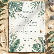 Invitación de Boda en Destino Tropical | Hoja de P