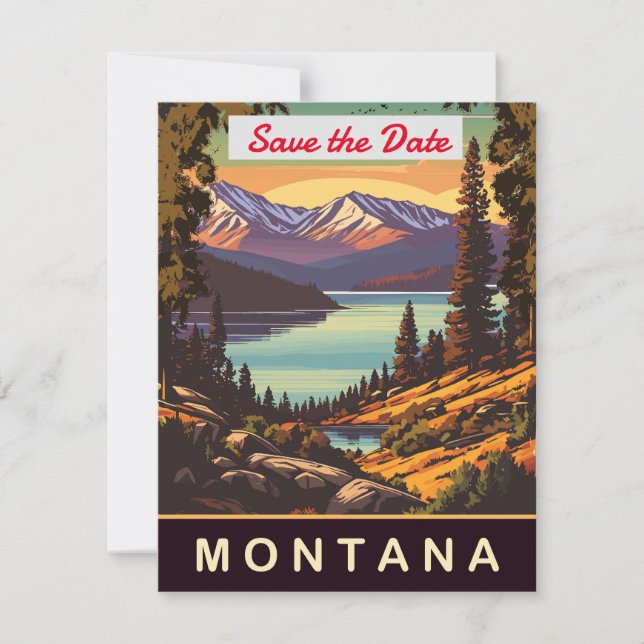 Invitación de boda en el lago de Montana Mountain (Anverso)