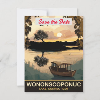 Invitación de boda en el lago Wononscopomuc Connec
