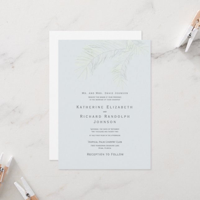 Invitación de boda en el lugar Tropical Palm One (Anverso/Reverso In Situ)