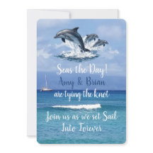 Invitación de Boda en el Océano con 3 Delfines Apr