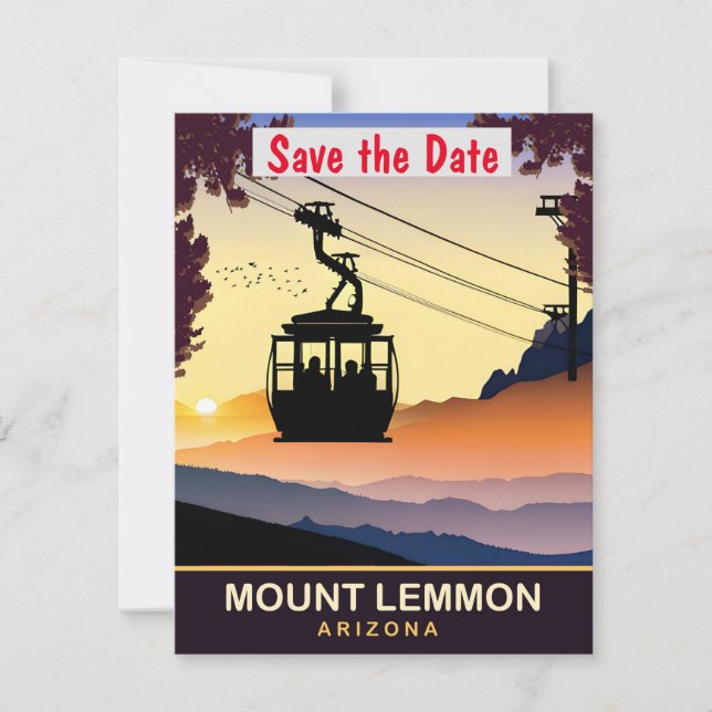 Invitación de boda en el teleférico de Mount Lemmo (Anverso)