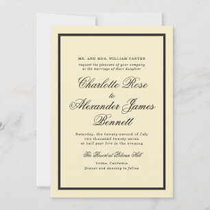 Invitación de boda en escritura clásica Amarillo M