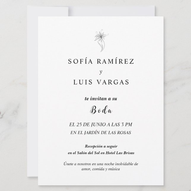 invitación de boda en espanol (Anverso)